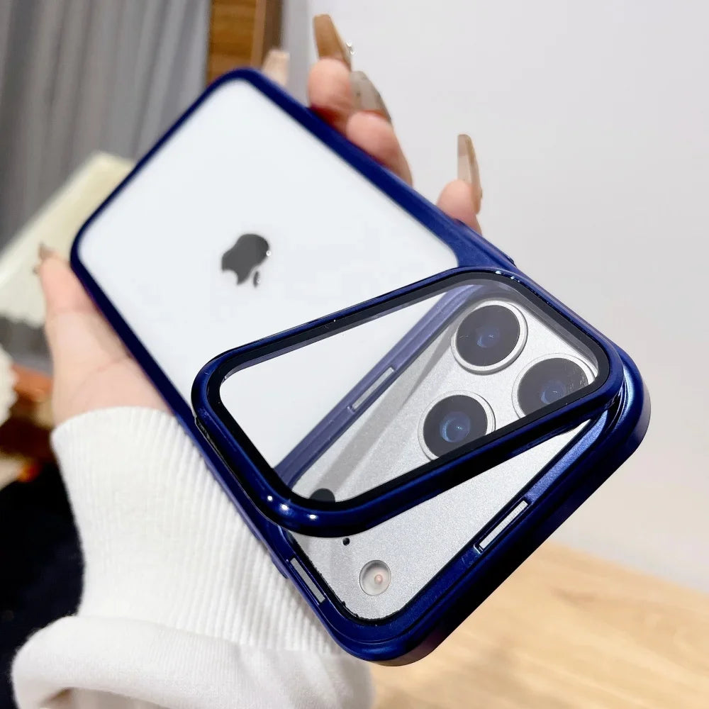 DANAISUFEI Fold Glass Camera Stand Case For iPhone 17 Series