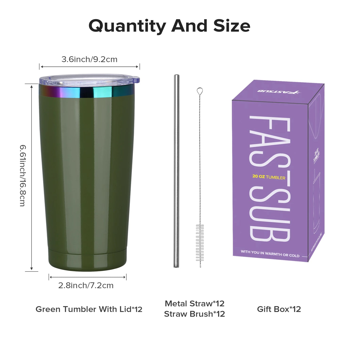 Fastsub Stainless Steel Insulated Vacuum Travel Tumblers With Lids
