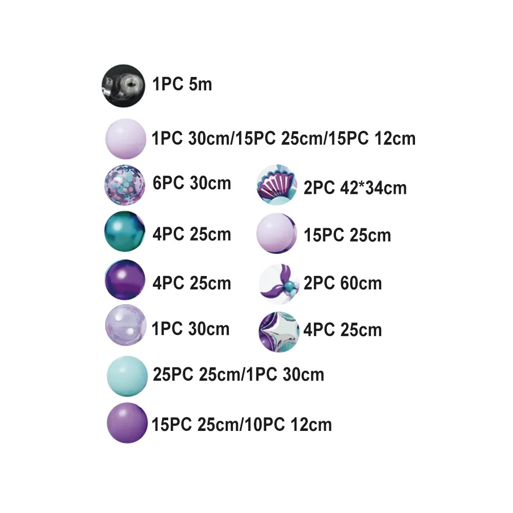 120 Pcs Mermaid Tail Latex Balloons Set For Halloween Graduation New Year Easter Valentines Day Thanksgiving Party Decor