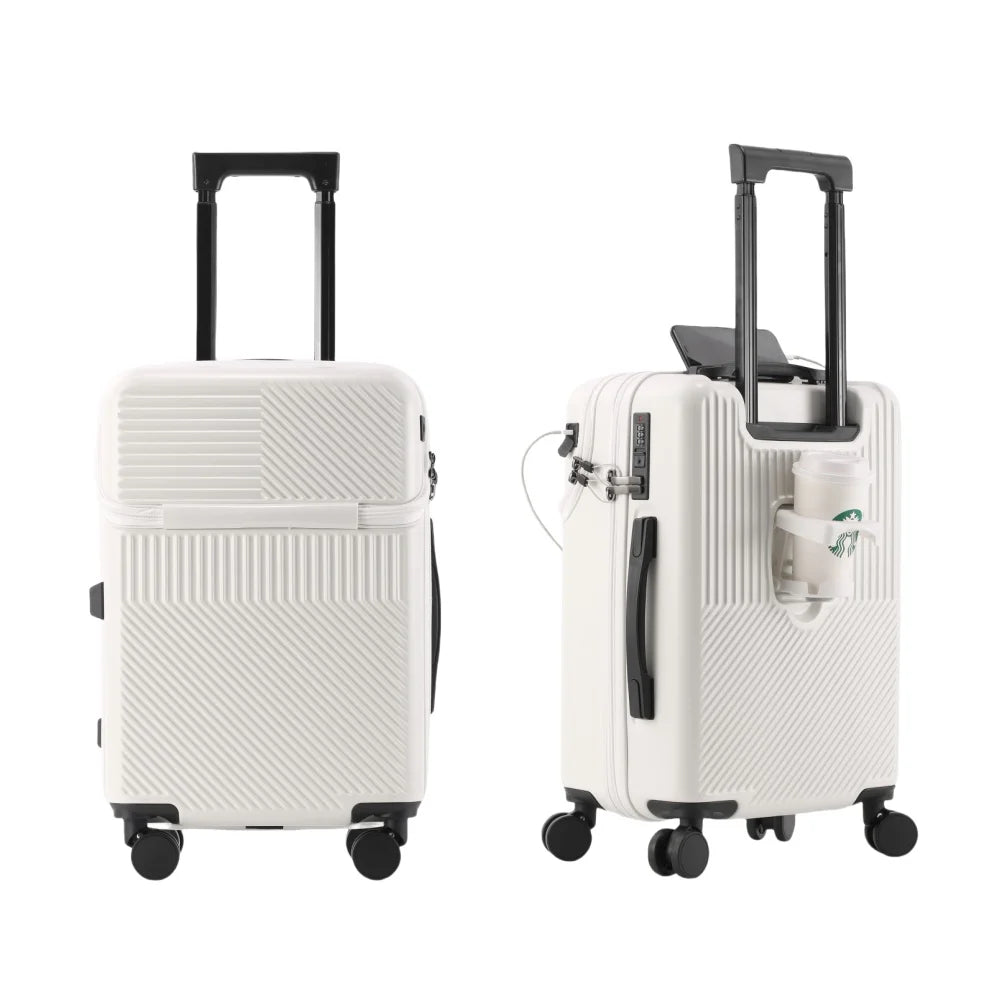 20 22 24 26 Inch Polycarbonate Carry On Rolling Luggage With Swivel Wheels Combination Lock Multi Purpose Travel Case