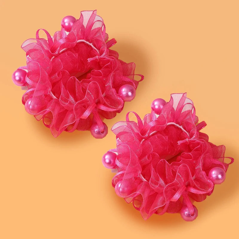 Fluffy Flower Hair Rings For Kids Elastic Hair Bands Gift