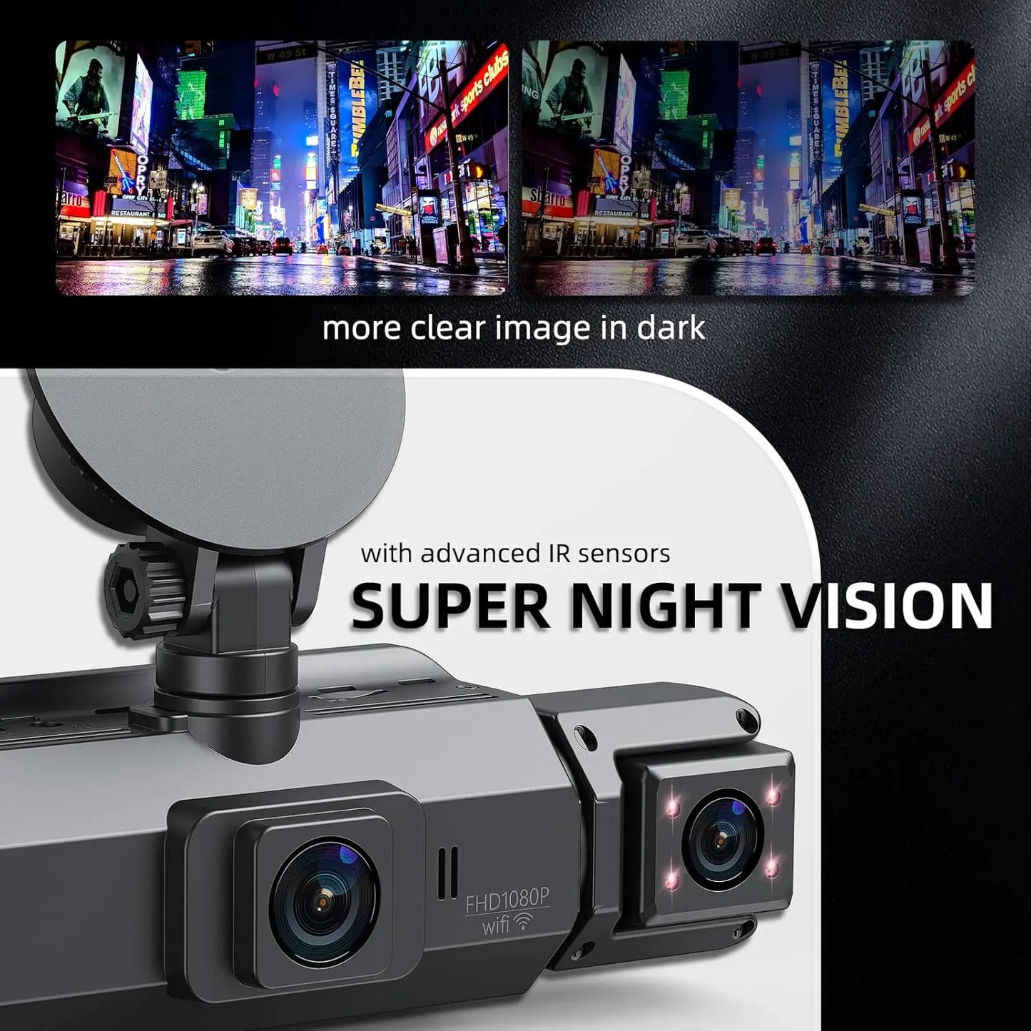 Kankeirr 360 Degree Dash Cam GPS WiFi 4 Channel 1080p
