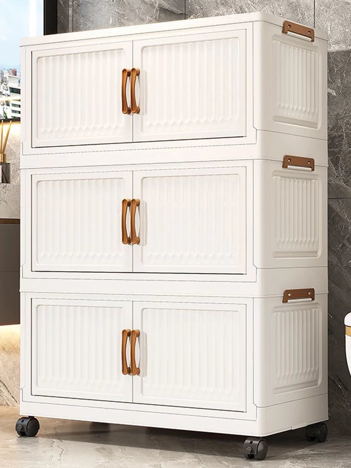 Foldable Plastic Storage Cabinet for Babies Multi-Layered Home Use Organizer Child's Closet for Clothes No-Install Easy Assembly