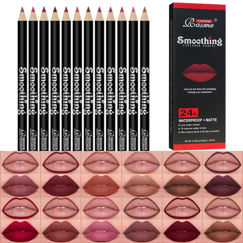 24Color Matte Lip Liner Pencil Set, Long Lasting Waterproof Smooth Lip Liners, Velvet Lip Pencils for Lips Makeup, Nude Red Brown Lip Liner Kit for Women Daily Party Cosmetics