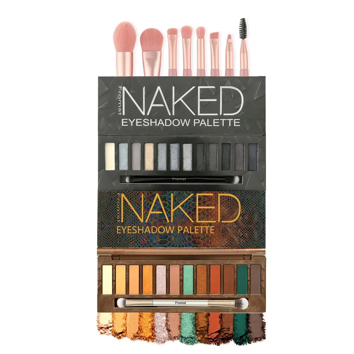 12-Color Smoky + Warm Eyeshadow Palette Bundle with 8Pcs Brushes, Long Wear High Pigment Matte Shimmer Eye Shadow Set, Complete Eye Makeup Kit for Women