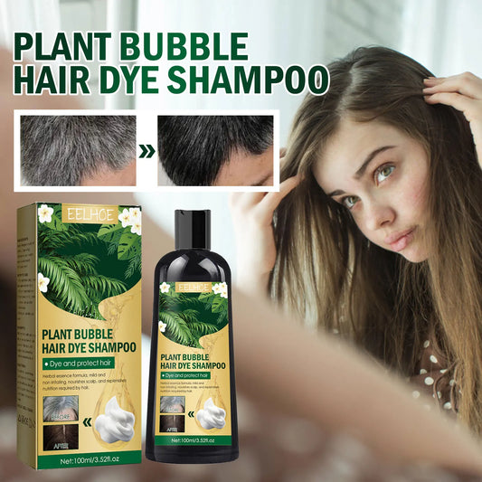 EELHOE Botanical Black Hair Dye Foam Natural Color Long-Lasting Gentle Non-Irritating Treatment for Sensitive Scalp Damaged Hair