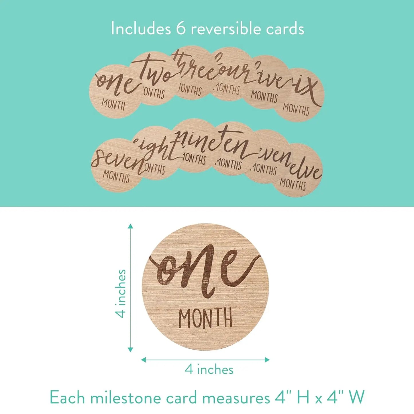 Wooden Baby Milestone Discs Set - Reversible Photo Props for Monthly Growth Tracking, Gender-Neutral Newborn Gift