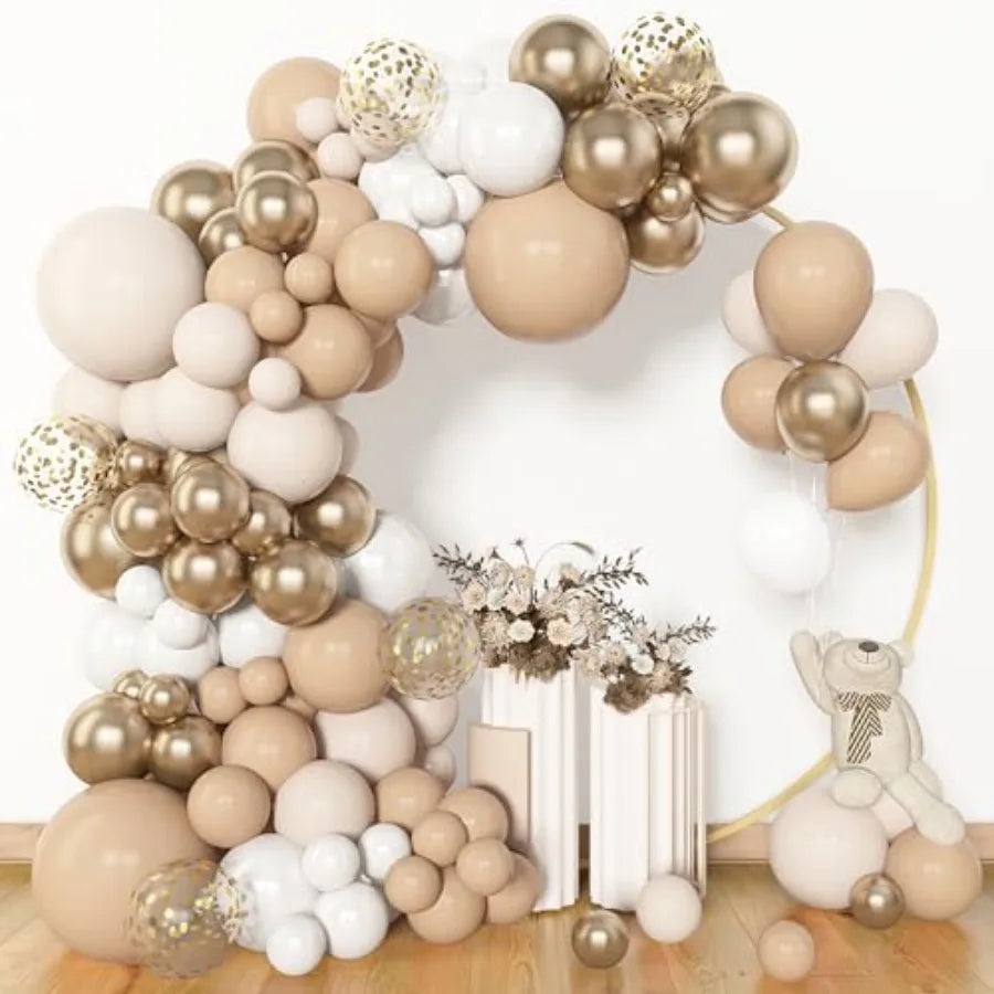 153pcs Balloon Garland Arch Kit, Different Sizes 18 12 10 5 inch Latex Metallic Confetti Gold Balloons Baptism Birthday Boho Ba