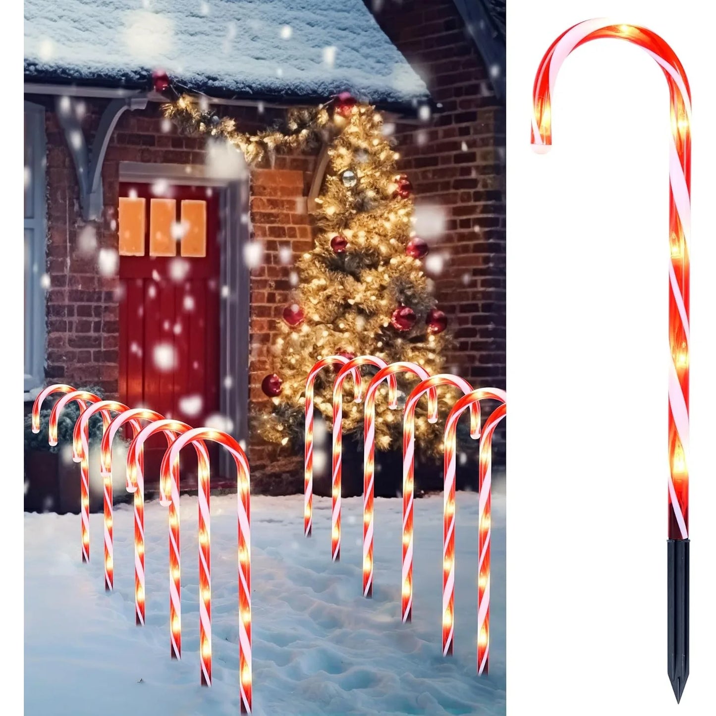 Joyfy Candy Cane Pathway Lights Set of 12 Outdoor Decor