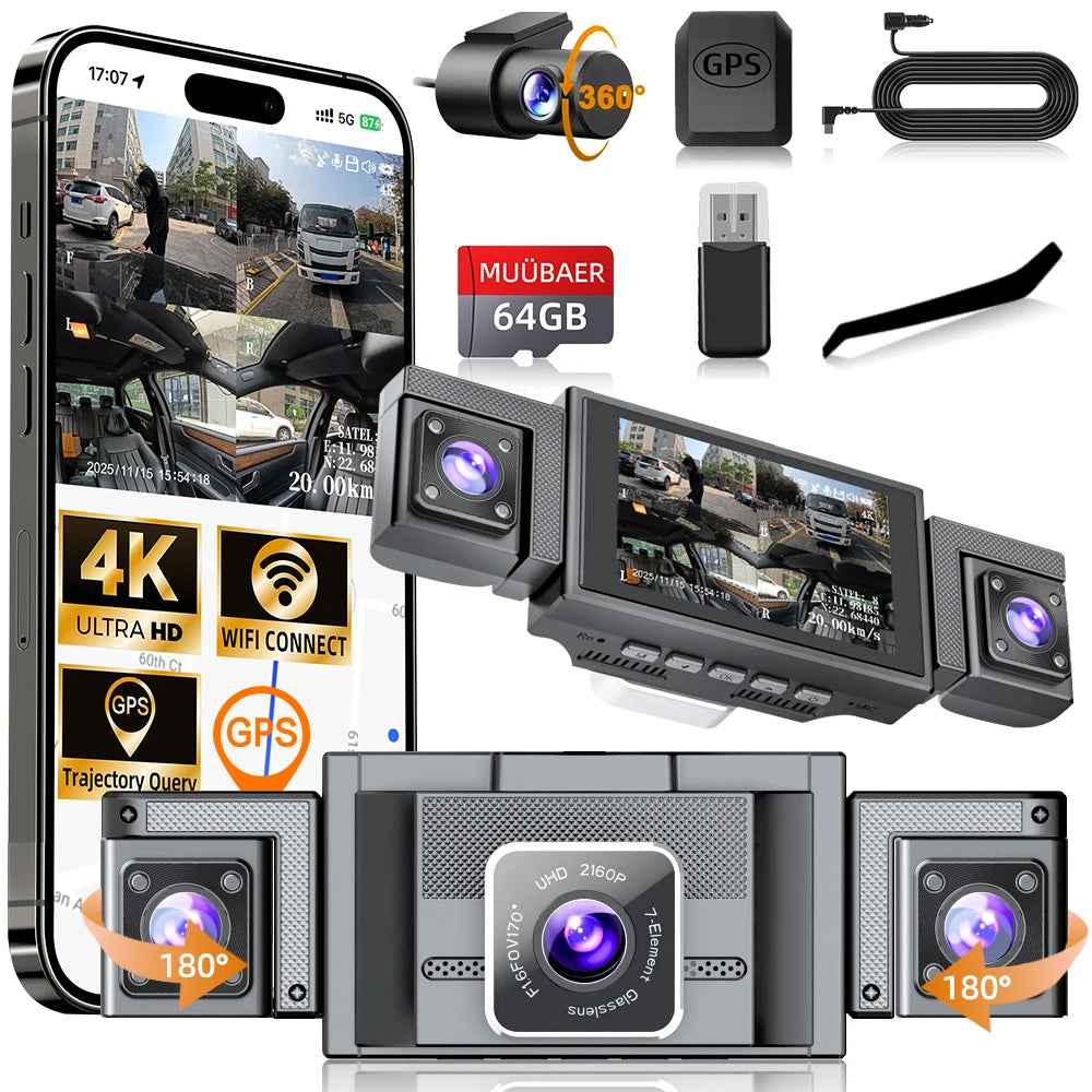 MÜÜBAE 4K 360 DashboardCam With GPS WiFi Front 4KUltraHD