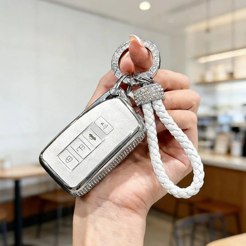 [ Side Diamonds ] 4 Buttons TPU Car Key Case Cover Shell Fob for Lexus ES250 / ES300h / ES350 RX300 / RX350 / RX450h NX300 / NX3