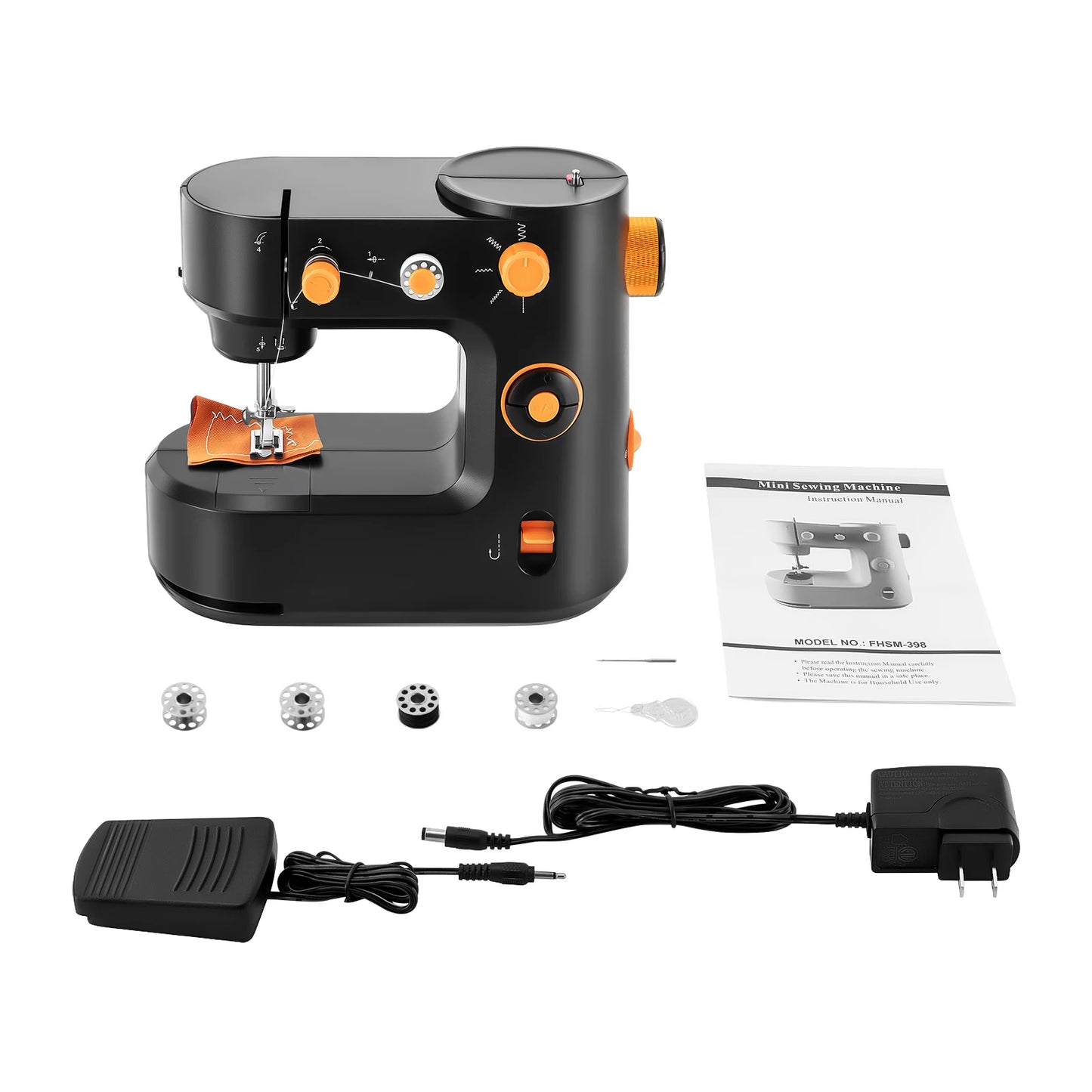 FHSM-398 Mini Electric Sewing Machine Free-Arm Portable Super Utility Stitch Sewing Machine With Foot Pedal LED Light For Home DIY Clothing Sewing