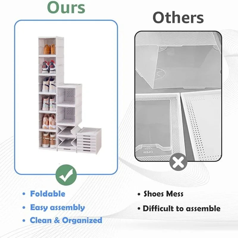 Foldable Six Layer Transparent Shoe Box Storage Organizer