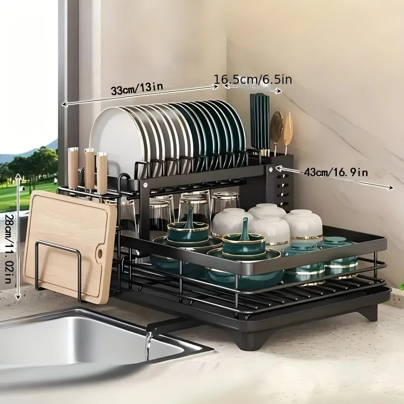 Hign-concerned Double Tier Extendable Dish Drainer Kitchen
