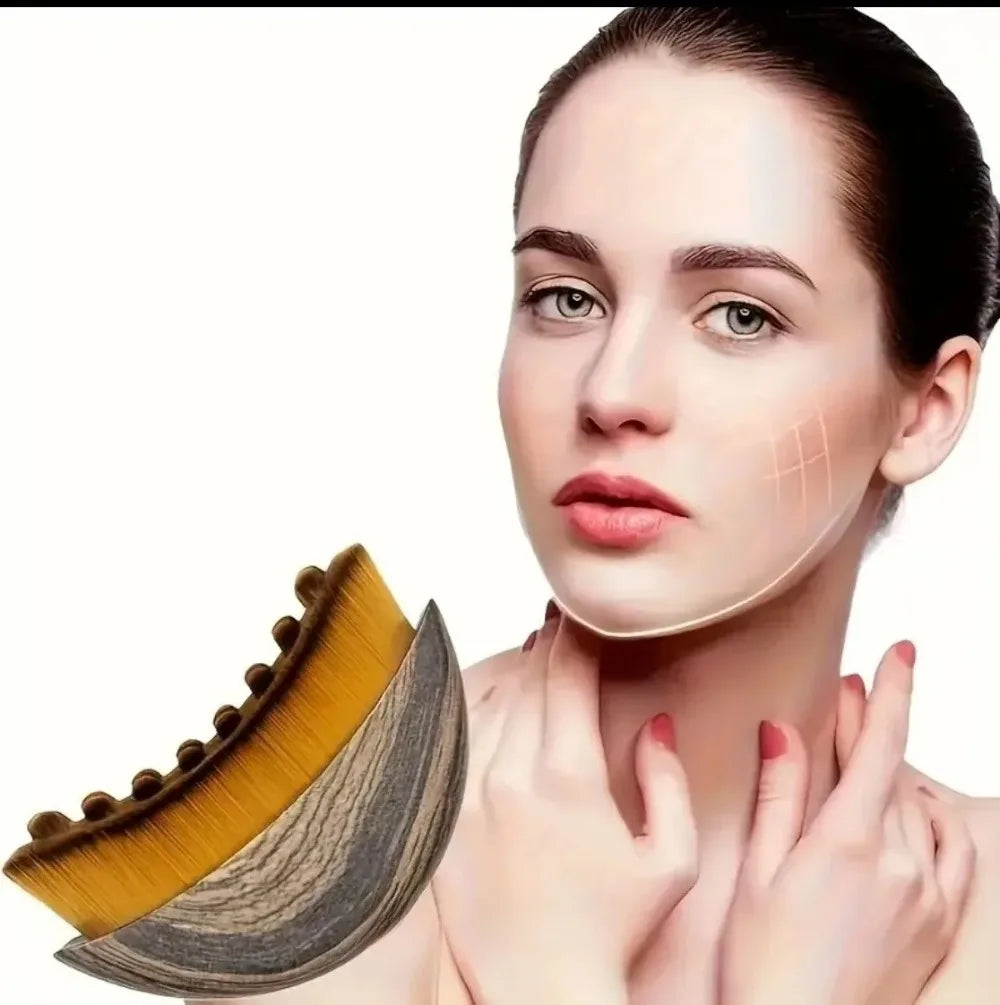 Portable Dry Facial Brush Soft Bristles Contoured Lymphatic Massage Tool Face Sculpting Device Home Spa Gentle Exfoliation Brush