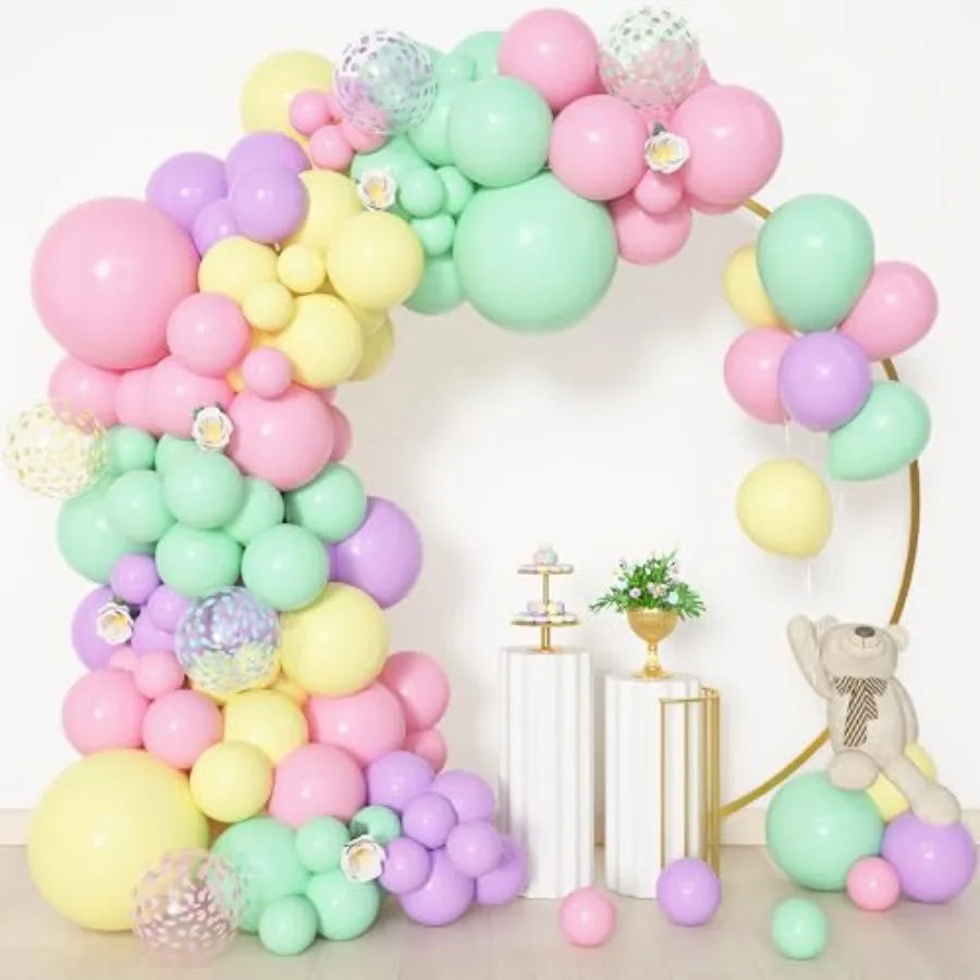 153pcs Balloon Garland Arch Kit, Different Sizes 18 12 10 5 inch Latex Metallic Confetti Gold Balloons Baptism Birthday Boho Ba
