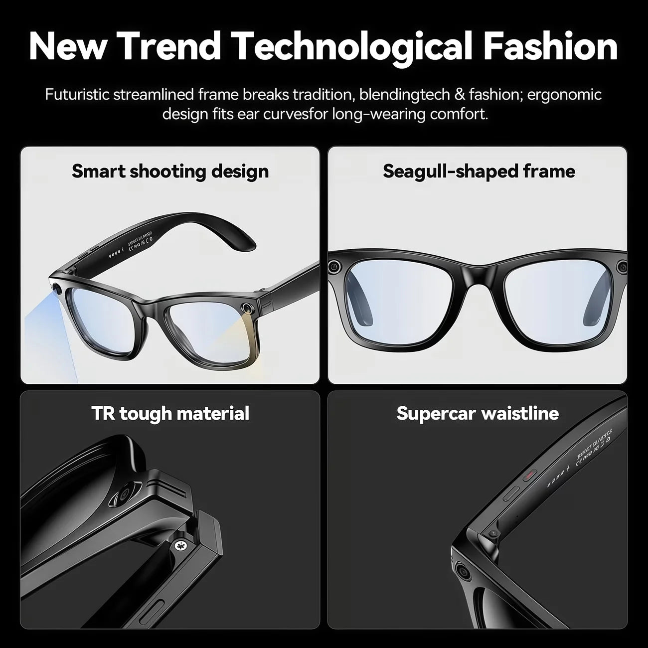 Giinova AI Smart Video Glasses With Camera For 8MP Photos
