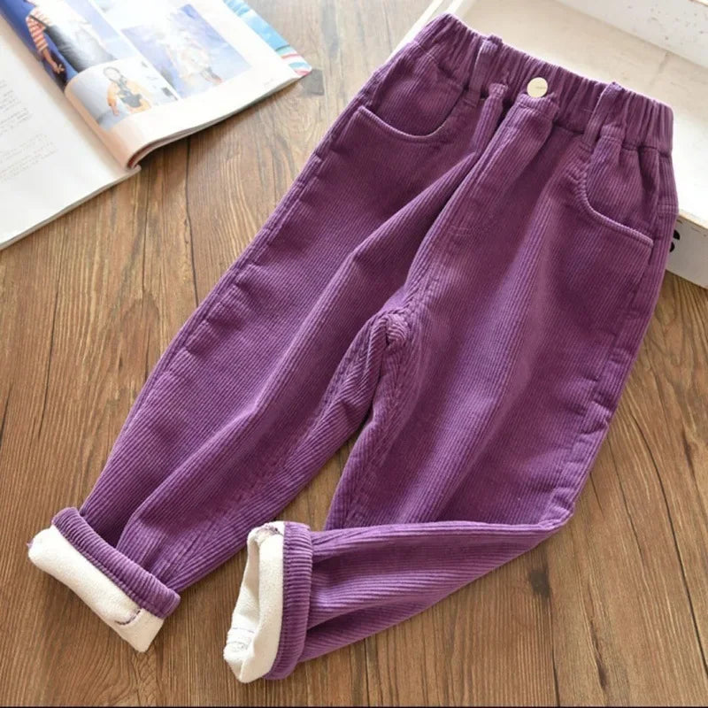 Sonkpuel Kids Warm Corduroy Pants Autumn Winter Unisex