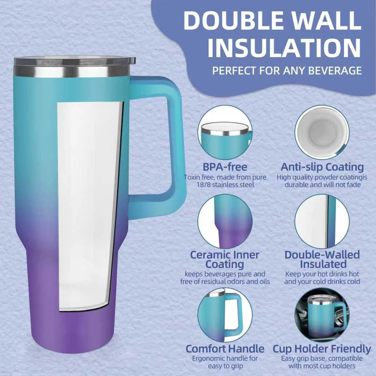 Double Wall Stainless Steel Insulated Tumbler With Handle