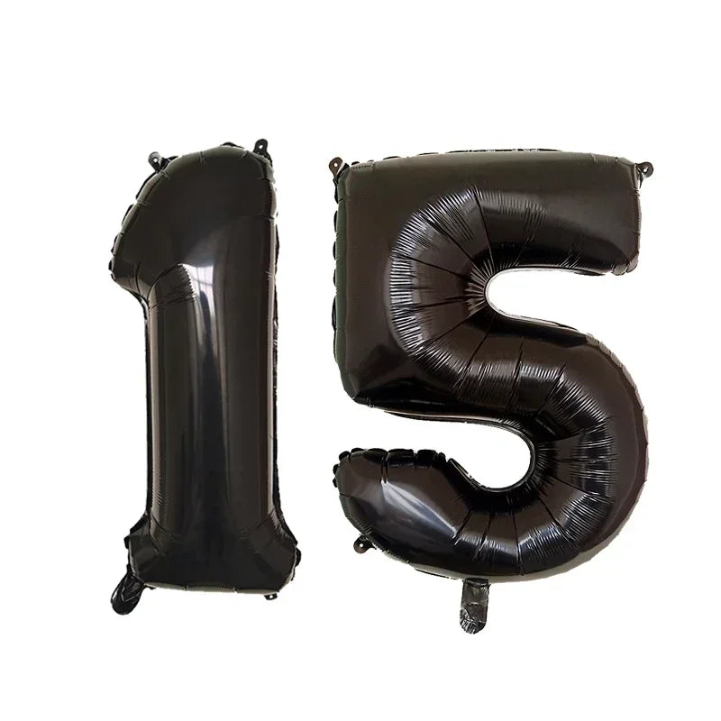 2 Pcs 32 Inch Helium Foil Number Balloons In Gold Silver Black Blue Red For Birthday Party Decoration 10 11 12 13 14 15