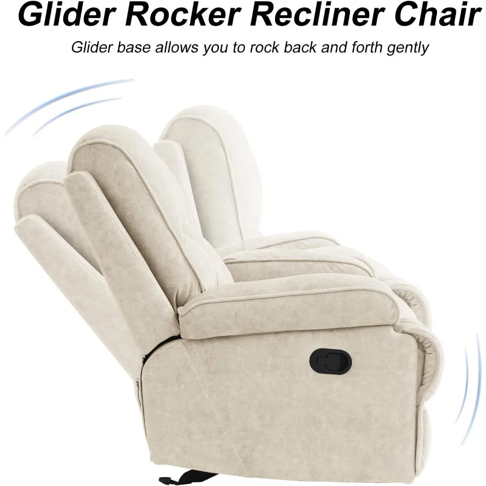 HUANZHUANG Rocker Recliner Chair For Adults Manual Glider Sofa
