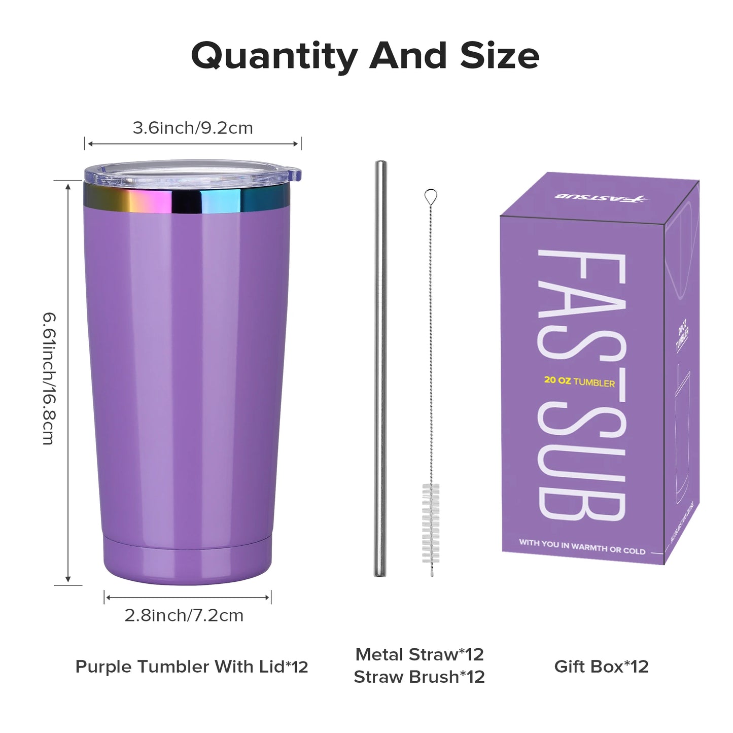 Fastsub Stainless Steel Insulated Vacuum Travel Tumblers With Lids