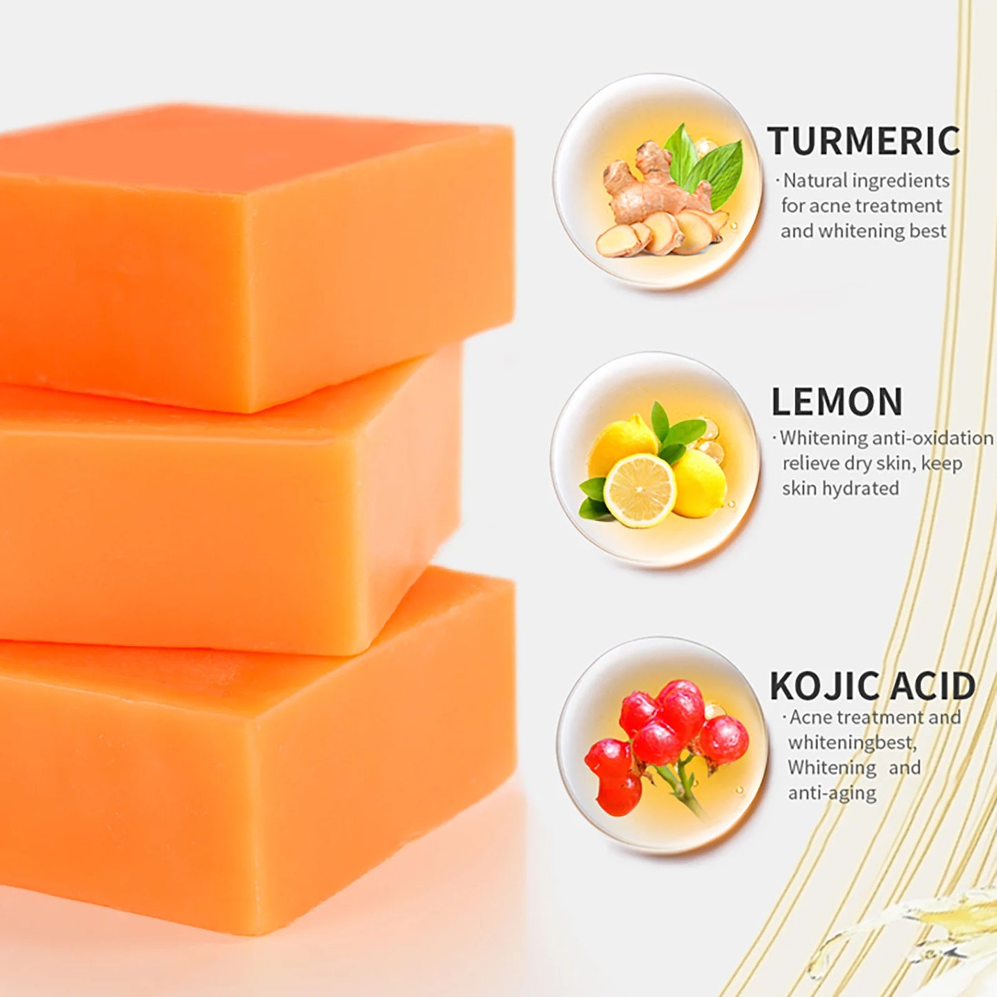 LKIAE Organic Turmeric Soap Bar, Natural Herbal Hand Made Whitening Soap, Reduce Melanin, Pimples, Acne, For Face And Body,200g