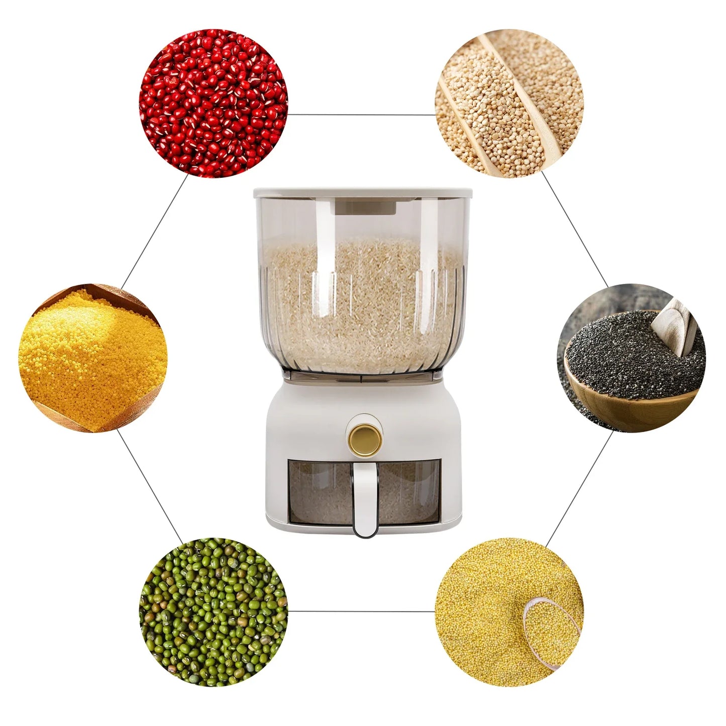 Rice Dispenser Sealed Grain Storage Container With Cup