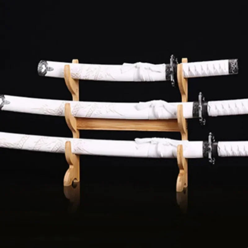3-Layers Stand Katana Support Holder Storage Shelf Wooden Sword Rack Display Real Japanese Katana Samurai Sabre House Decoration