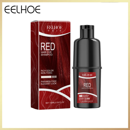 EELHOE 100ml Red Hair Color Shampoo Herbal Extracts Nourishing Care Long-Lasting Color Gentle Healthy Dyeing for All Hair Types