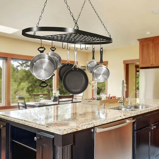 Bymaocar Decorative Wall Mounted Pot Pan Rack With Hooks