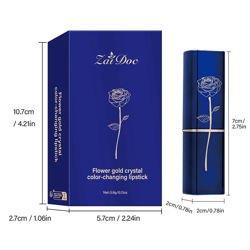 ZaiDoc 3pcs Flower Jelly Crystal Lipstick with Gift Fruit Lip Balm PH Color Changing Moisturizing Lip Gloss Balm Long Lasting Shine Lipstick