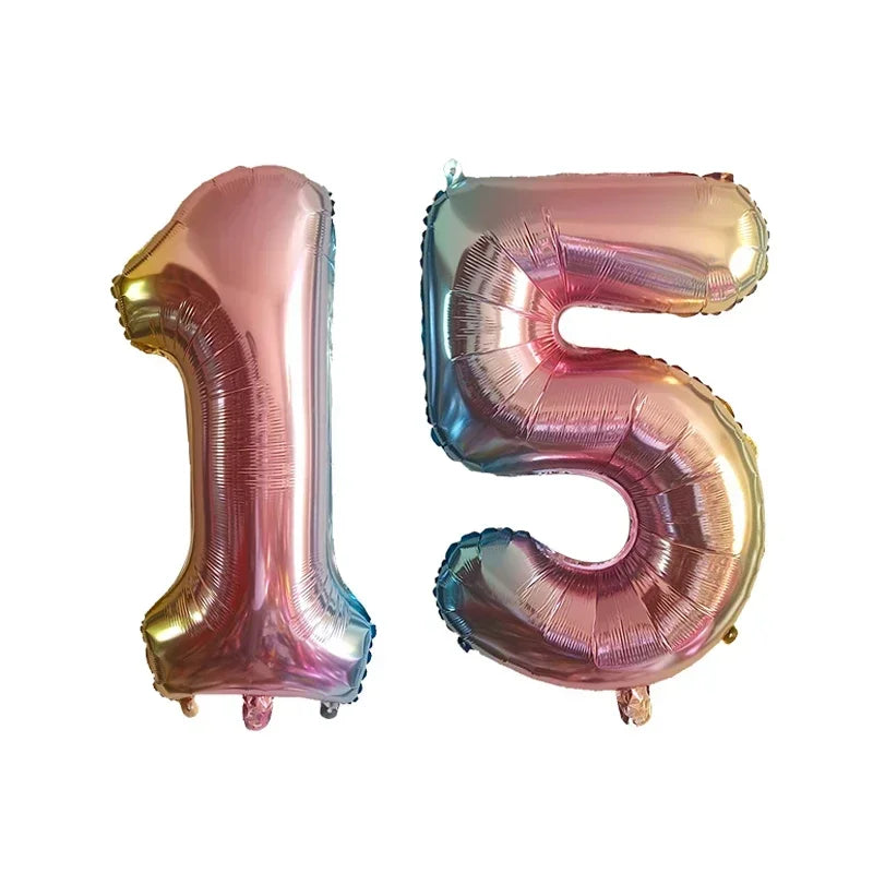 32 Inch Helium Foil Number Balloons 10 11 12 13 14 15 Gold Silver Black Blue Red Birthday Party Decoration 32 Pcs