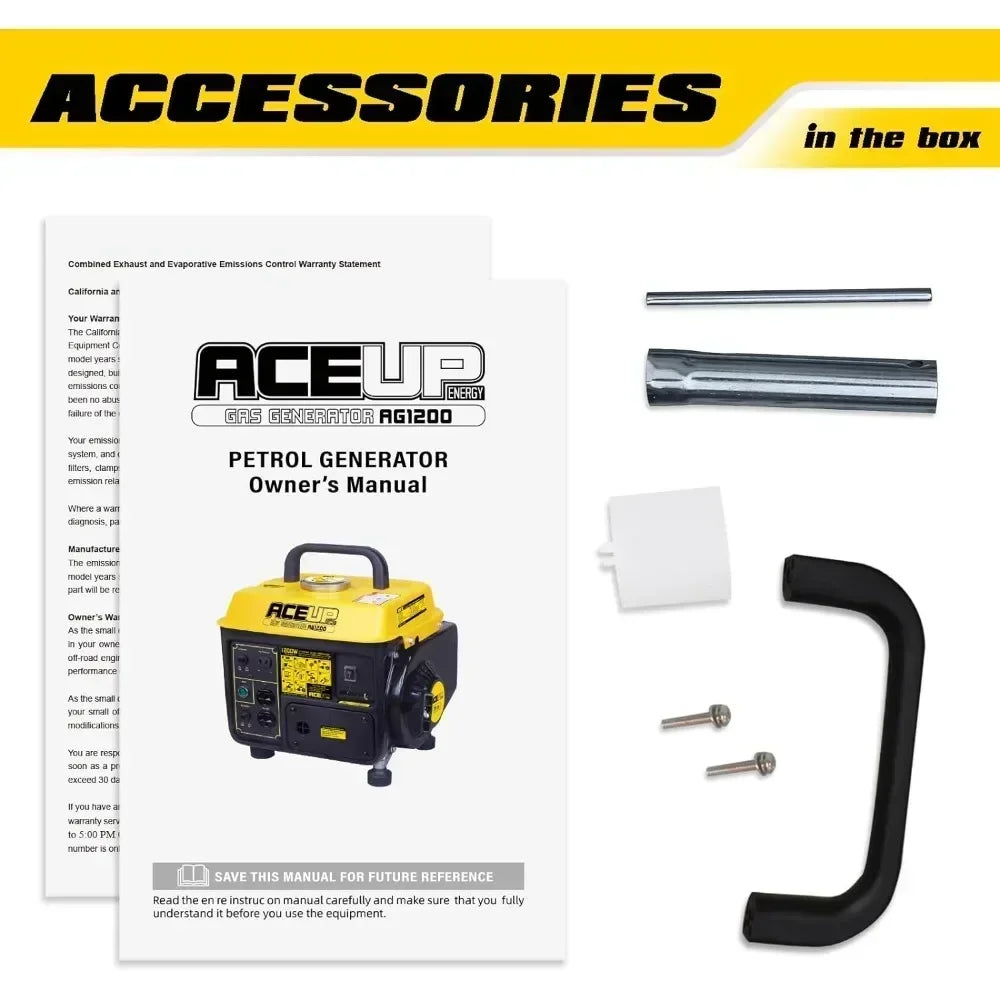 XMSJ 1200W Gas Powered Generator For Home Use Camping Ultralight EPA And CARB Compliant Small Portable Generator