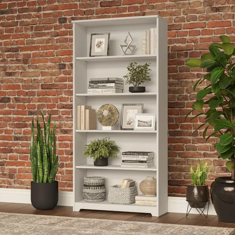 Cabot Collection Tall 5 Shelf Bookcase Open Display Cabinet