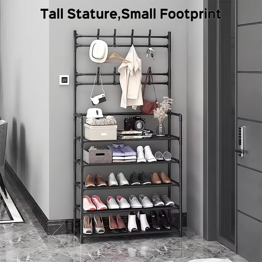 Hign-concerned 3-in-1 Coat Rack With Shoe Organizer And Hooks