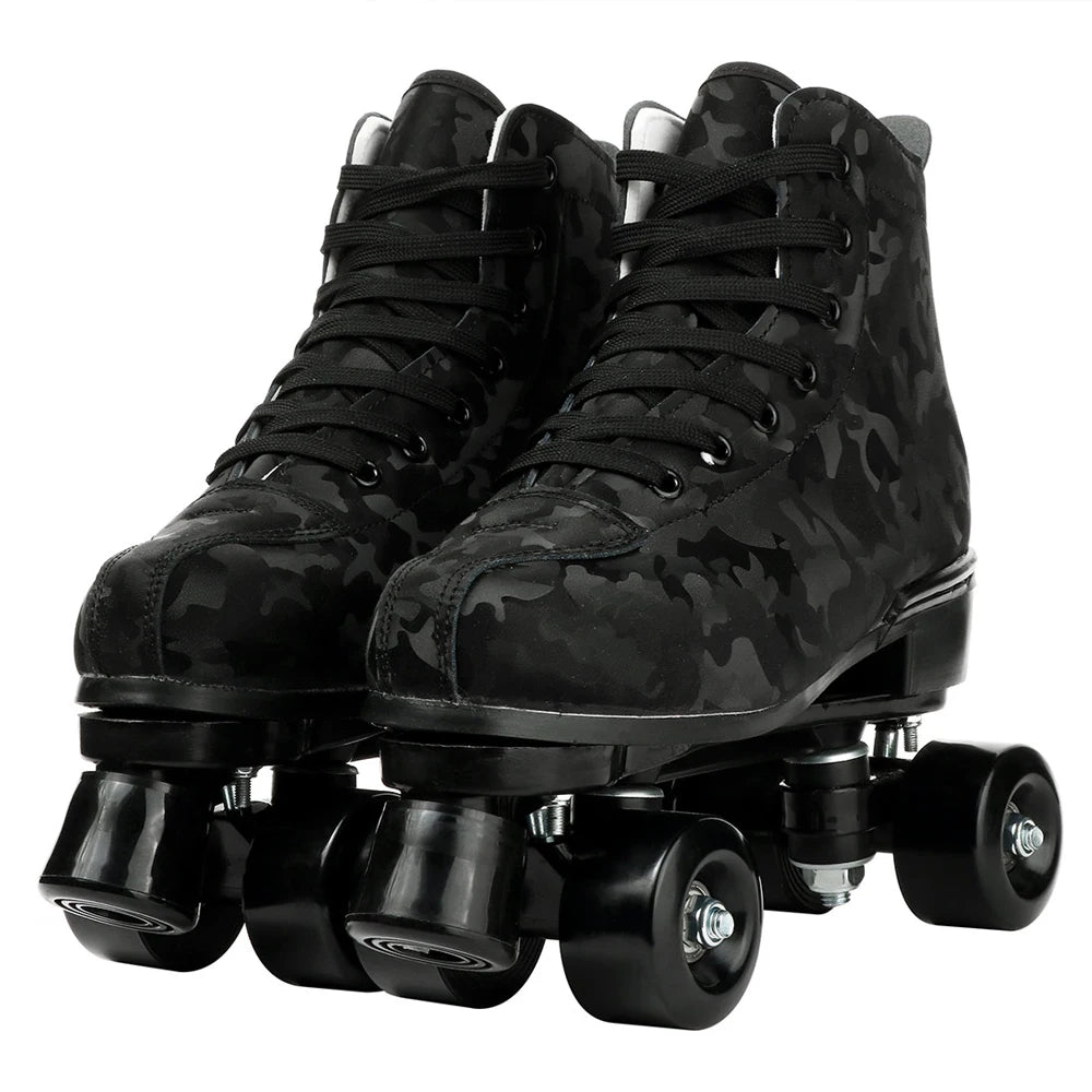 YYW Leather Roller Skates for Women with Light Up Wheels