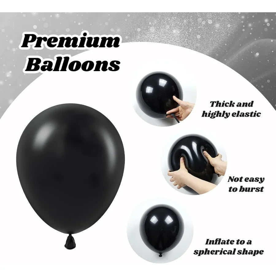 Blue And Black Balloons 60pcs 12 Inch Metallic Silver Party Decor For Graduation New Year Birthday Celebrations