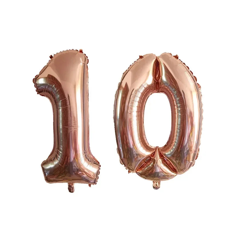 2 Pcs 32 Inch Helium Foil Number Balloons In Gold Silver Black Blue Red For Birthday Party Decoration 10 11 12 13 14 15