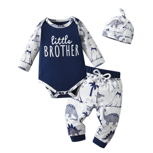 Newborn Baby Boys Clothes Set Letters Printed Romper Pants Hat
