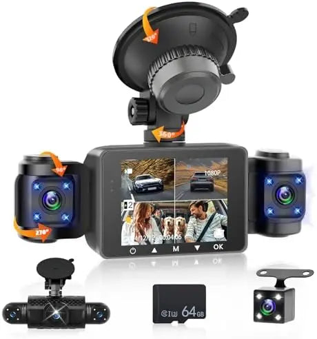 YTYIN 360 Degree Dash Cam 4 Channel Night Vision Card