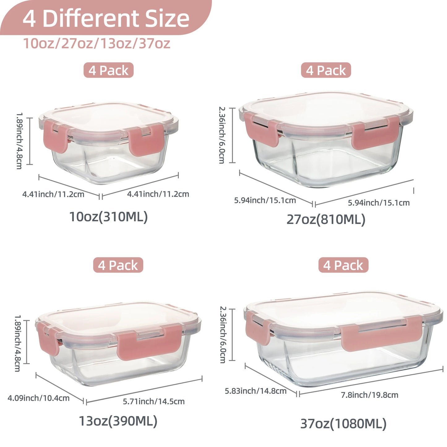 16-Piece Glass Food Storage Containers Set Leakproof Airtight BPA-Free