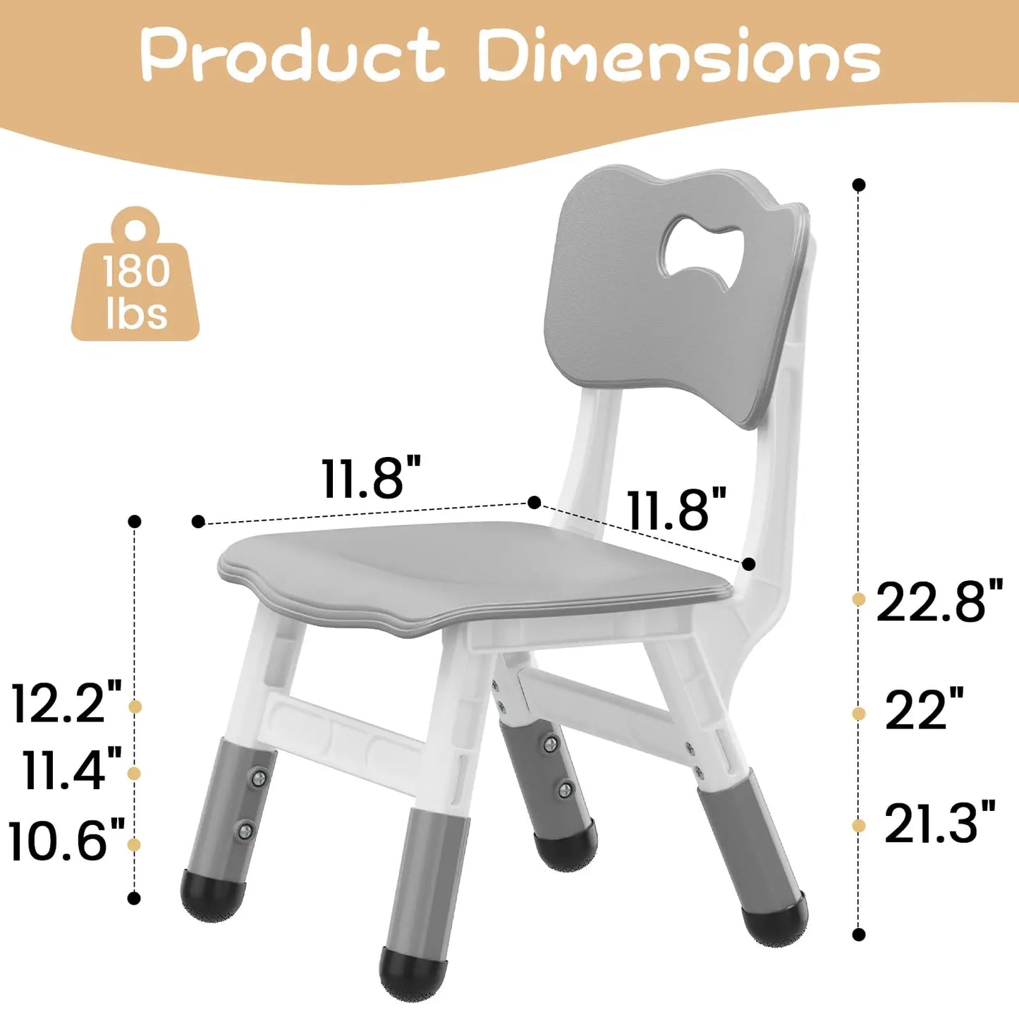 2pcs Stackable Adjustable Kids Chair Photo Prop Small Furniture 3-Level Height Toddler Chair For Home School Daycare