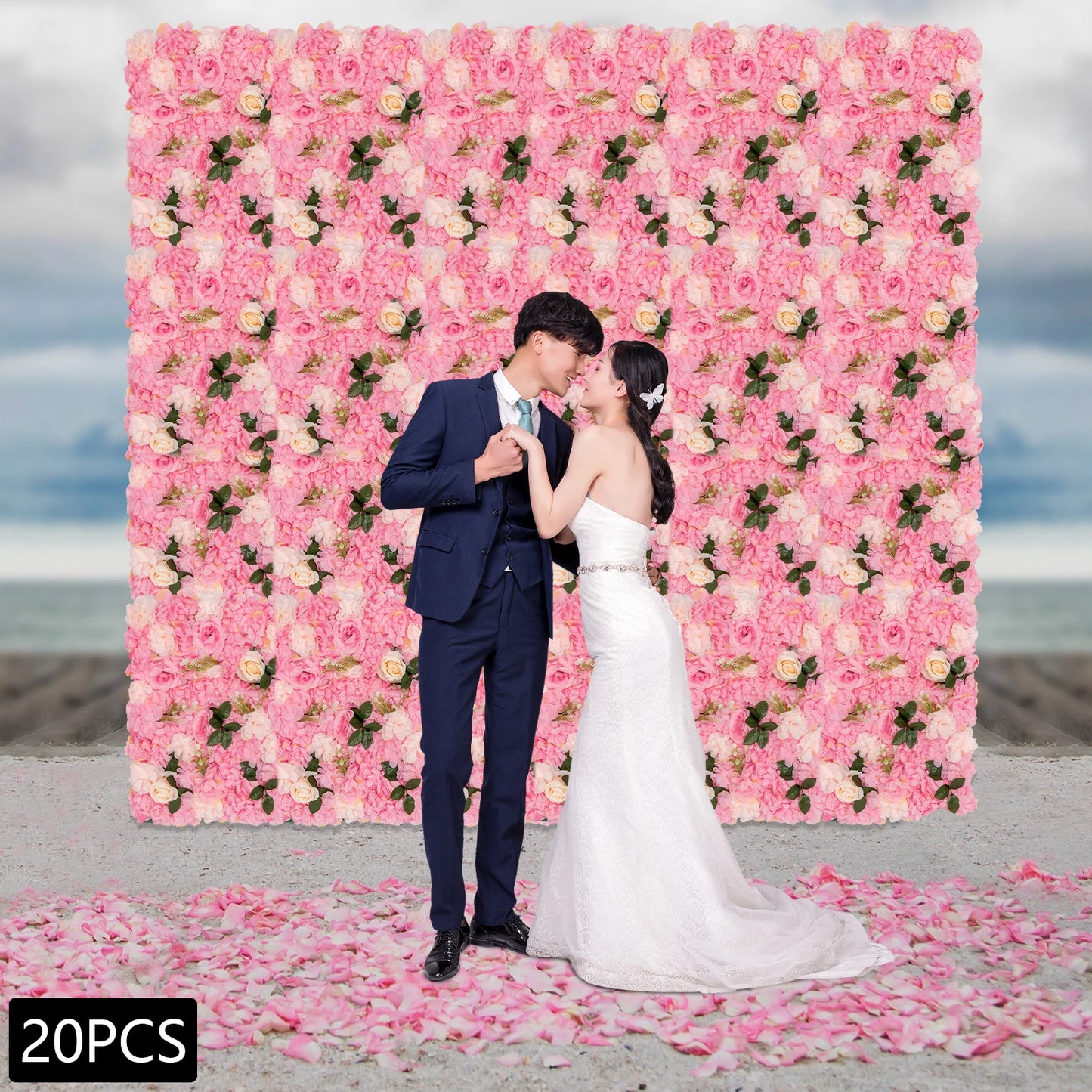 20pcs Flower Wall Panel, 60*40cm Artificial Floral Backdrop, Wall Decoration Backdrop