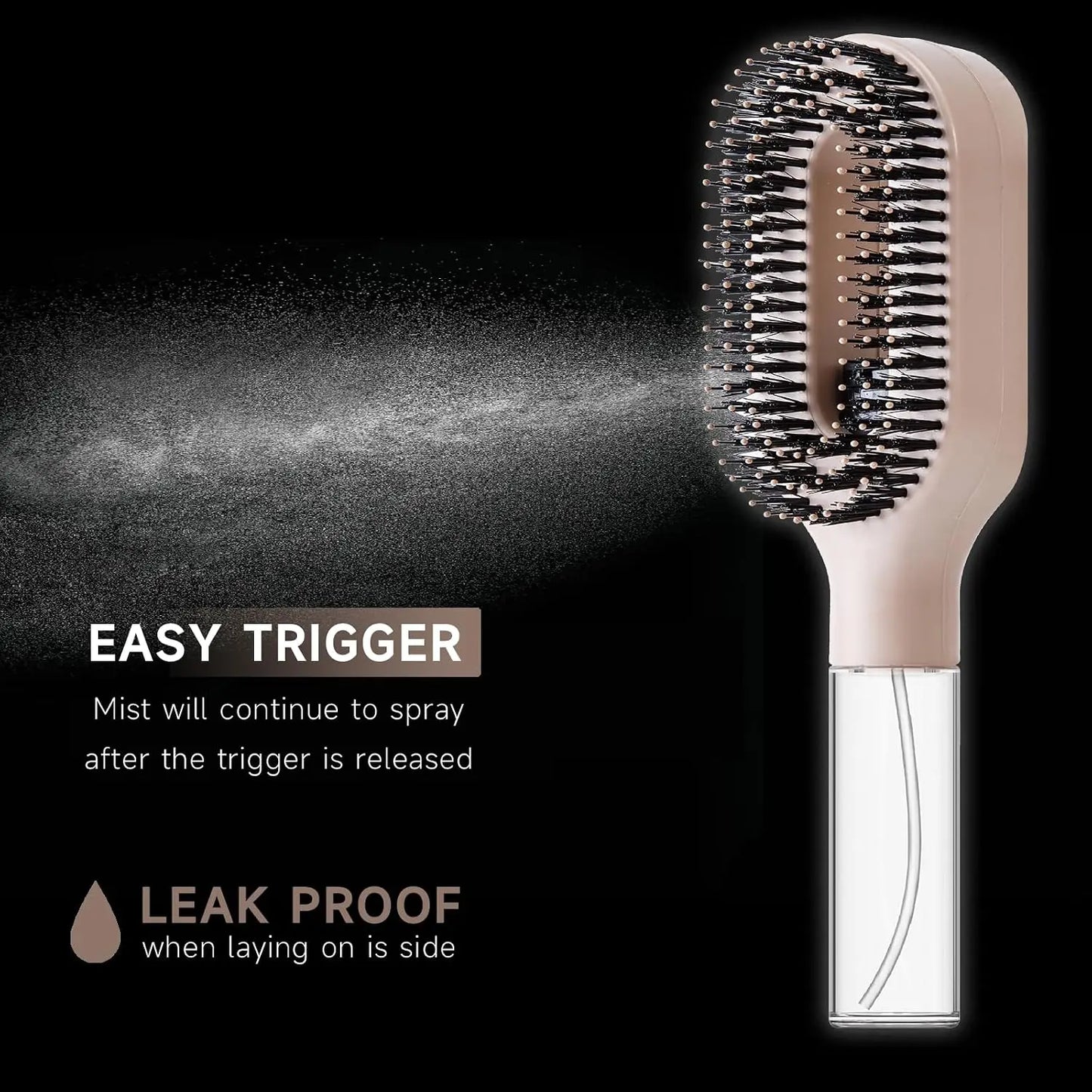 2Pcs Spray Hair Brush & Leopard Paddle Brush Set Refillable Fine Mist Hair Comb Detangle Anti‑Frizz Scalp Massage Air Cushion Hair Styling Tool for Women Wet Dry Hair