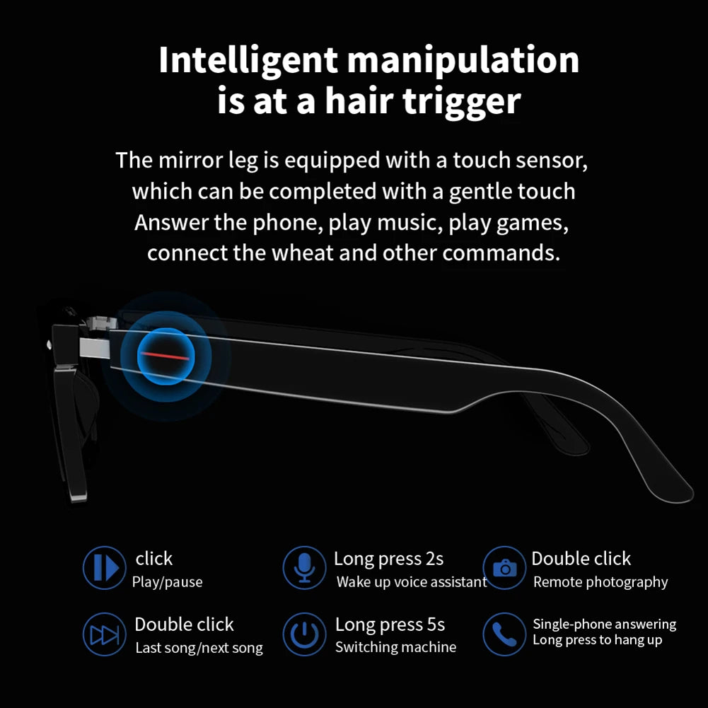 LAIMANEI Smart Glasses AI Voice Assistant Camera Glasses Open Ear