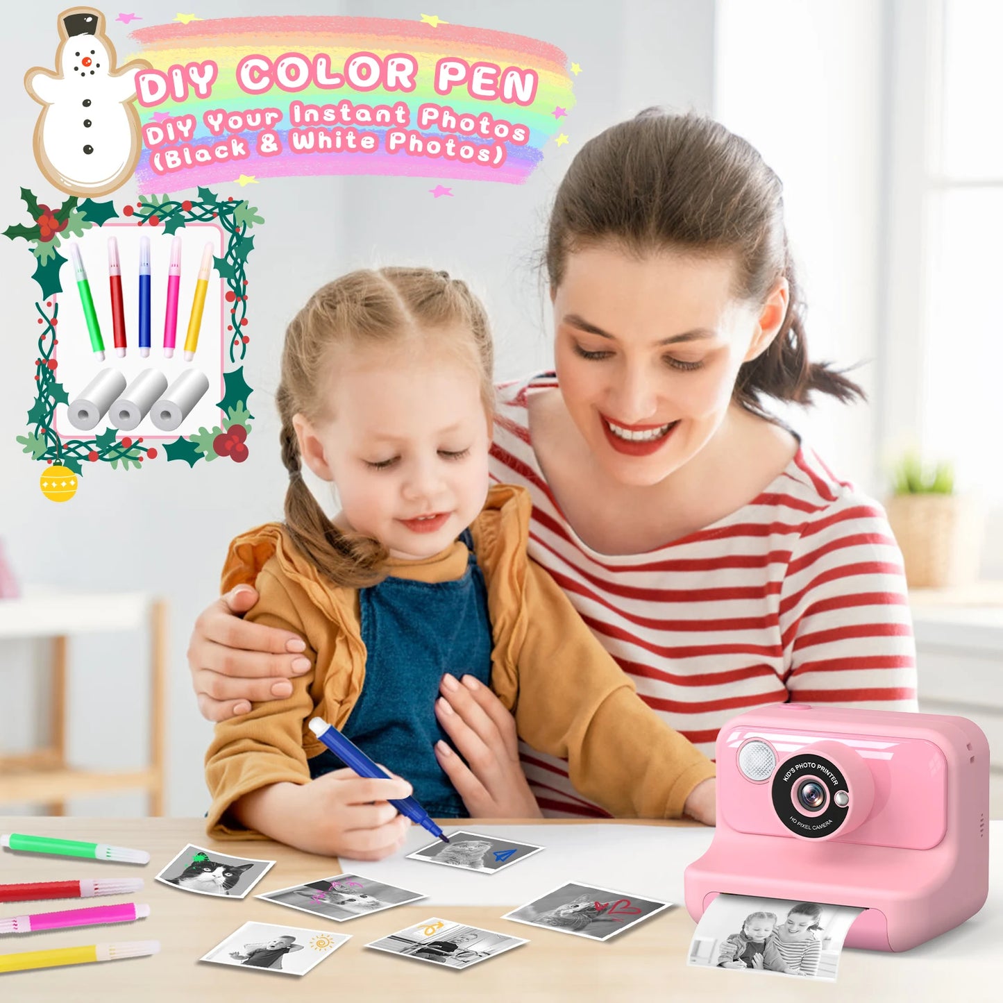 GofunlyCN Kids Instant Print Camera 1080P Mini Digital Toy