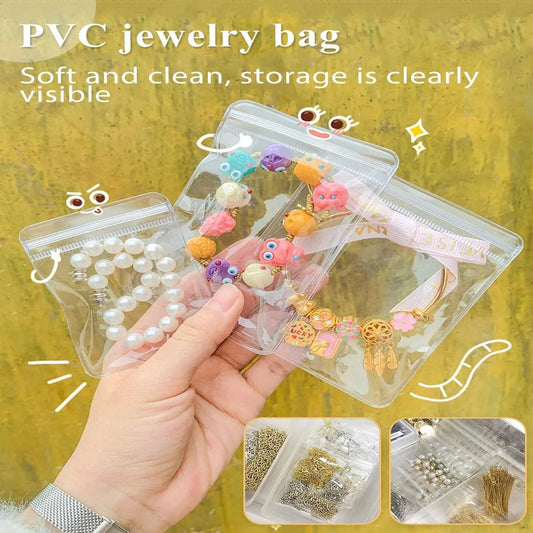 NONECN Clear Earring Bags Waterproof Thickened Reusable Storage Pouches
