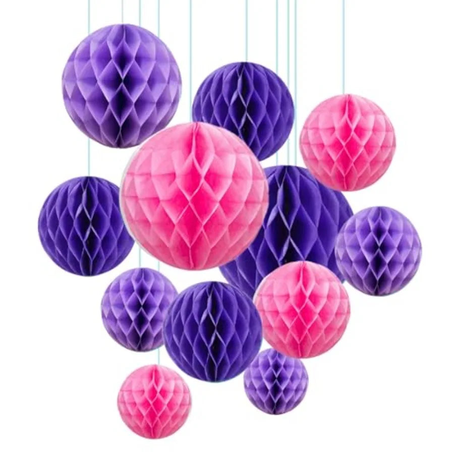 12Pcs 6" 10" Honeycomb Balls Decorations Hanging Tissue Paper Pom Poms for Birthday Wedding Party Decorations, Home Decor