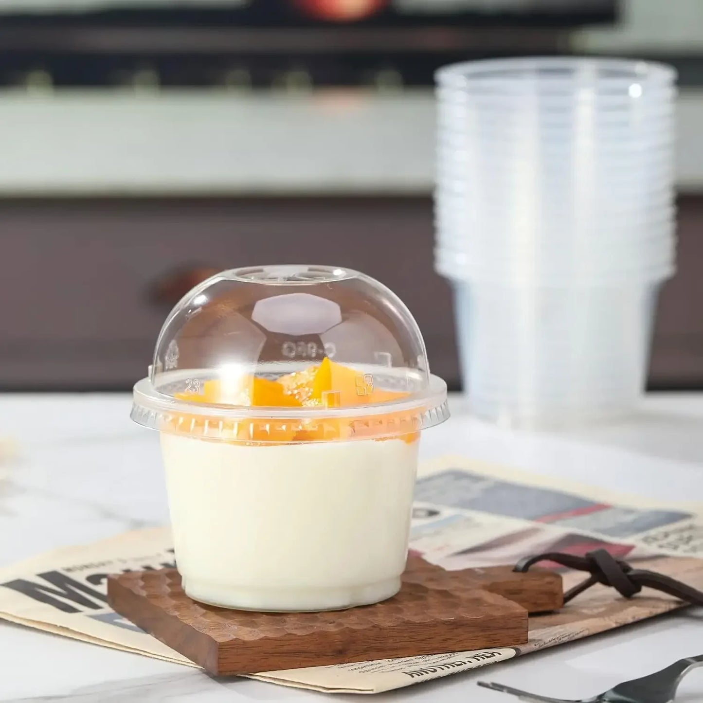 Disposable Salad Cups With Dome Or Flat Lids Transparent Plastic